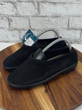 Plumex by Step Abouts Womens 7/38 Black Knit Slip On Stretch Comfort Shoes